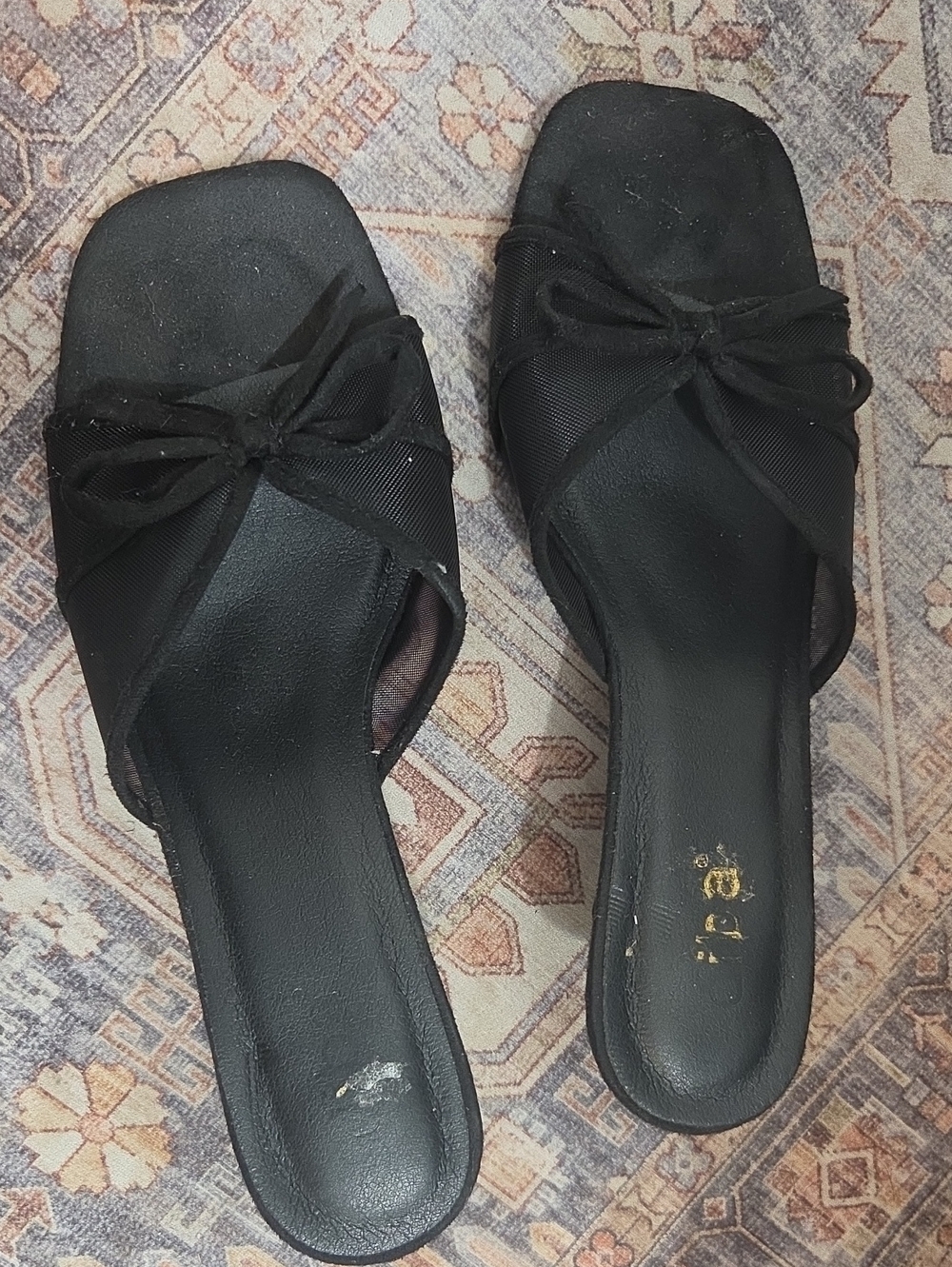 Black Bow Slide Sandals - Women